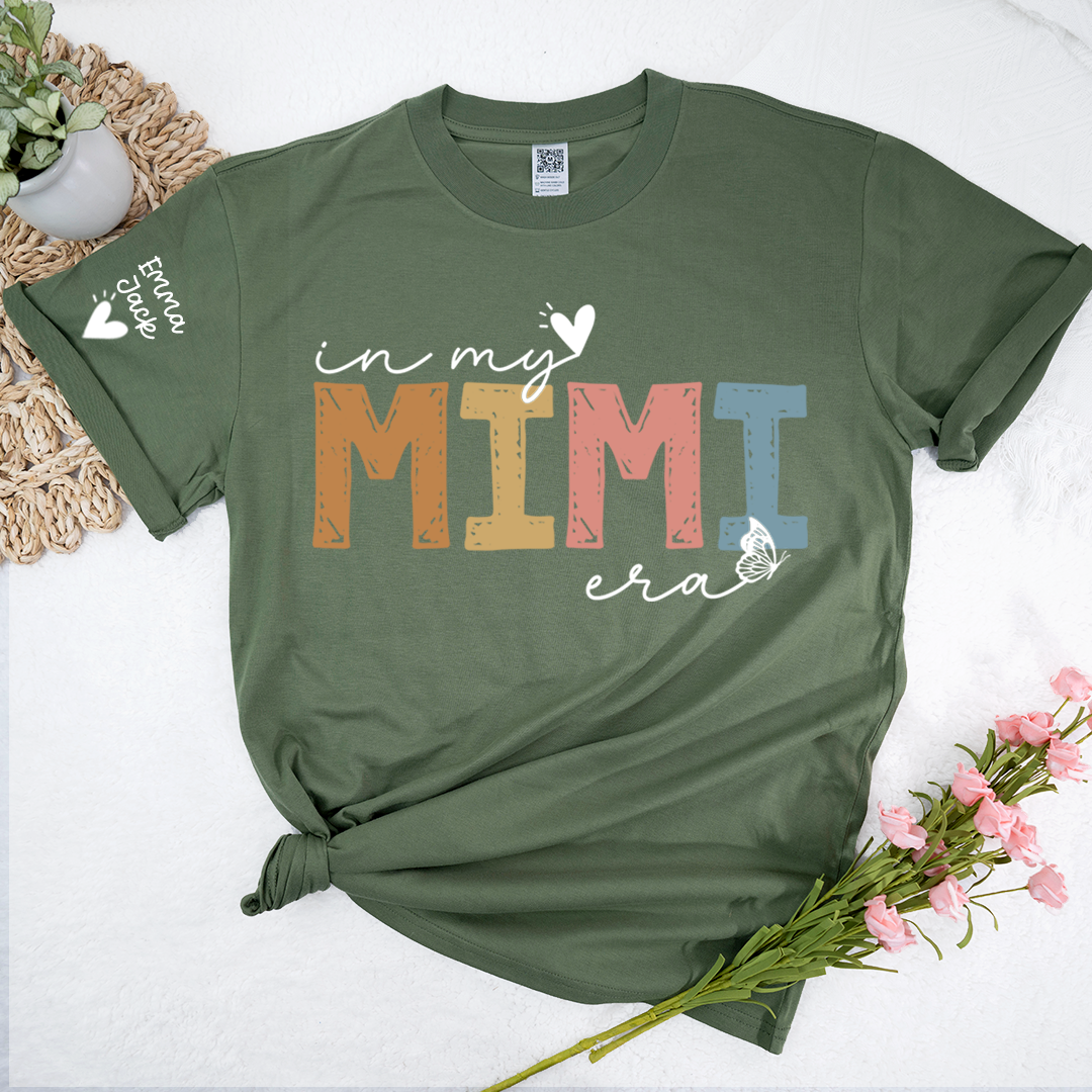 Cute Mimi Grandma T-Shirt, In My Mimi Era Stylish Pastel Graphic Tee For Gift Grandma and Kids