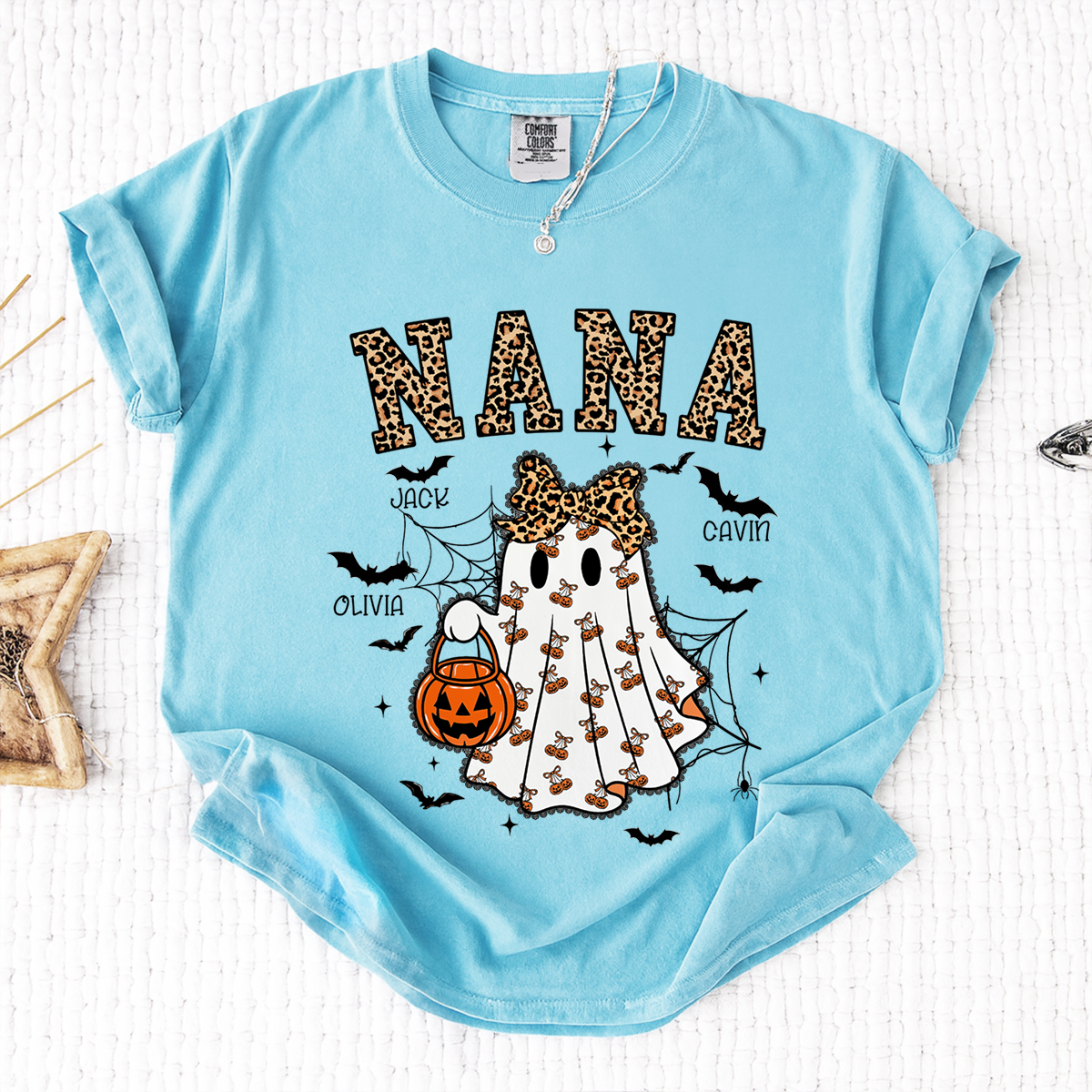 Comfort Colors® Custom Mimi Ghost Shirt, Halloween Outfit with Kids Names