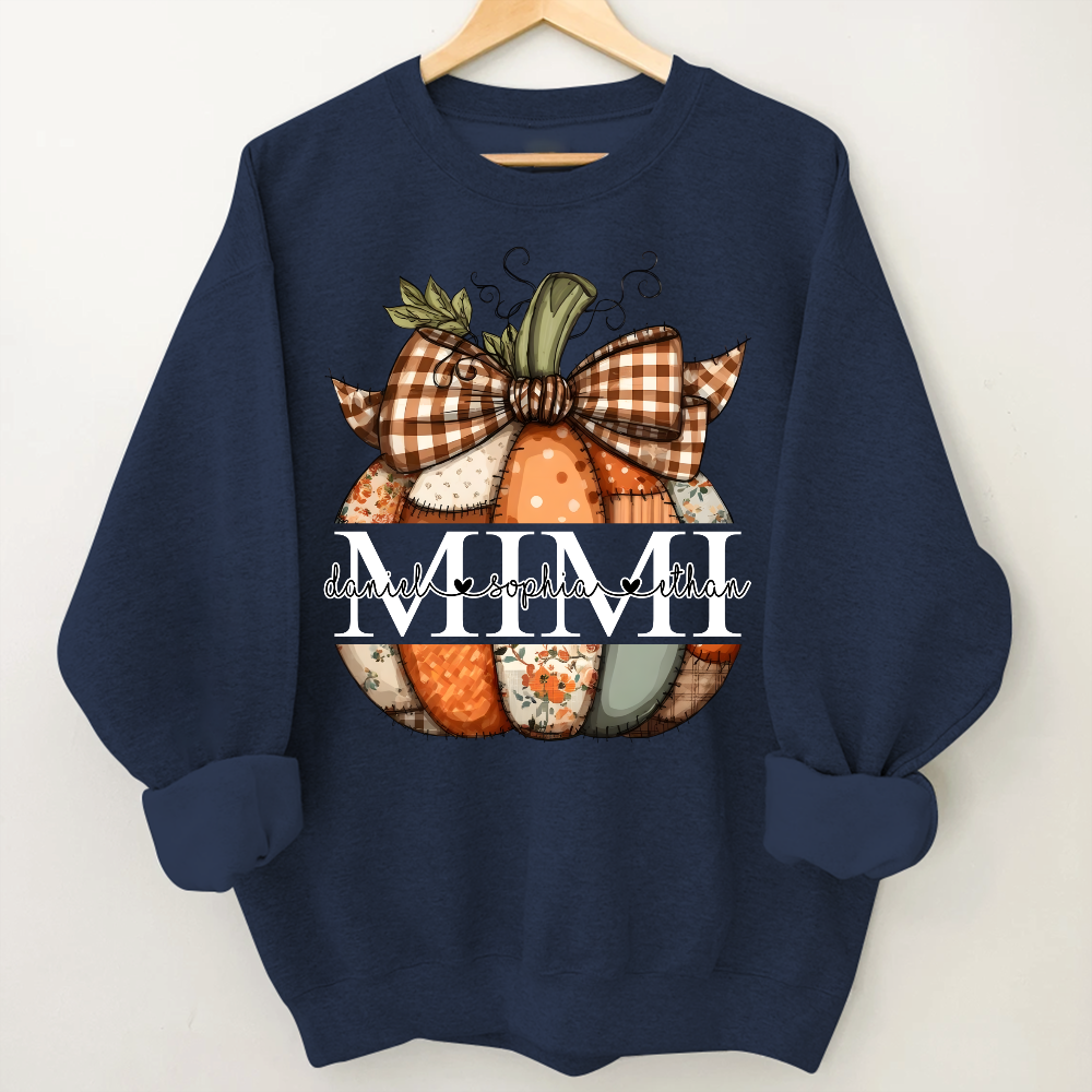 Personalized Fall Pumpkin Sweatshirt – Custom Initial Monogram with Family Names, Cozy Autumn Crewneck for Women