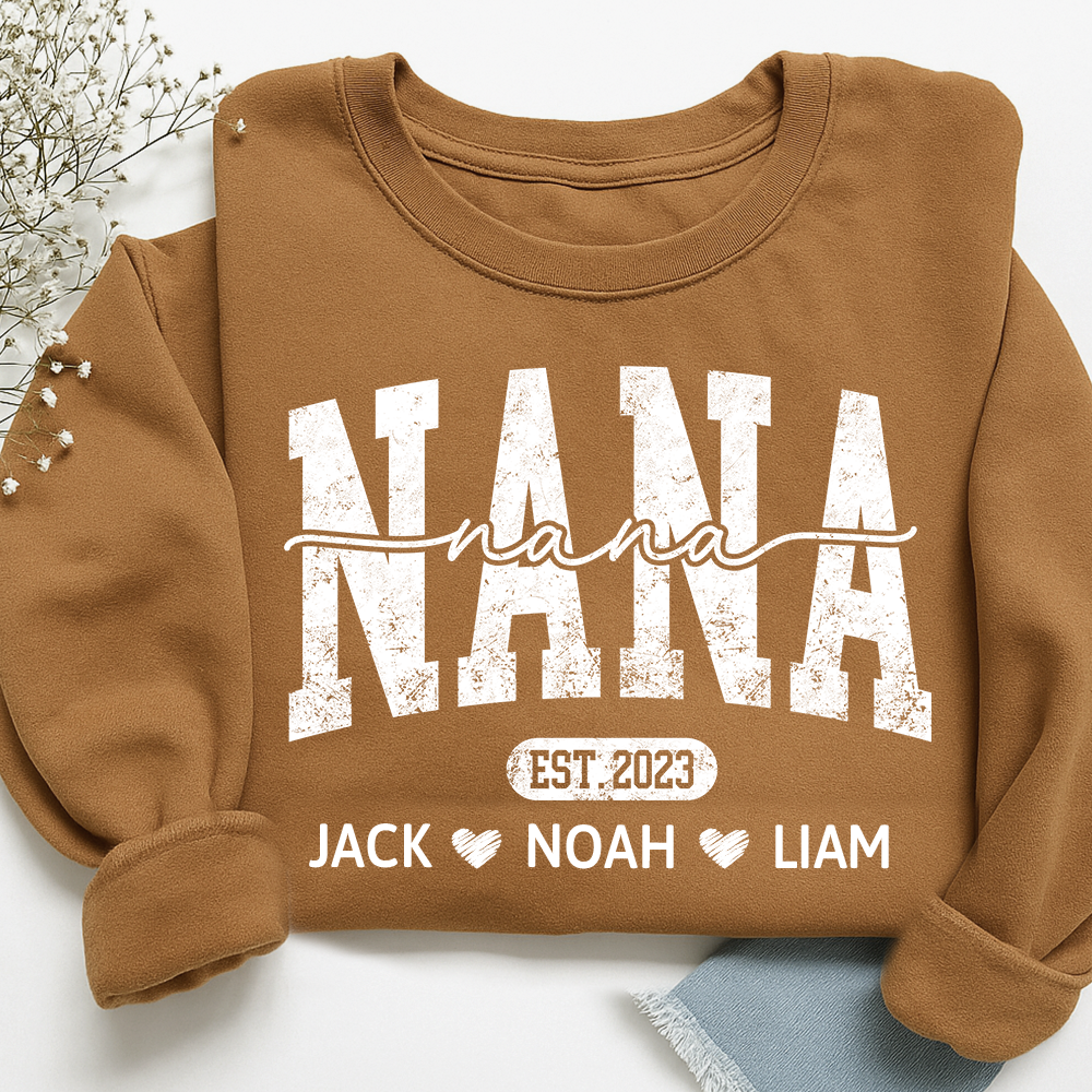 Nana Est And Grandkids Custom Sweatshirt As Gift For Grandmother And Grandchild