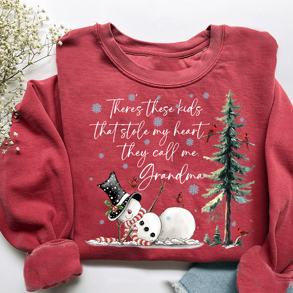 They Call Me Grandma, They Stole My Heart Sweatshirt – Personalized Gift for Grandmother, Cute Holiday Outfit for Christmas