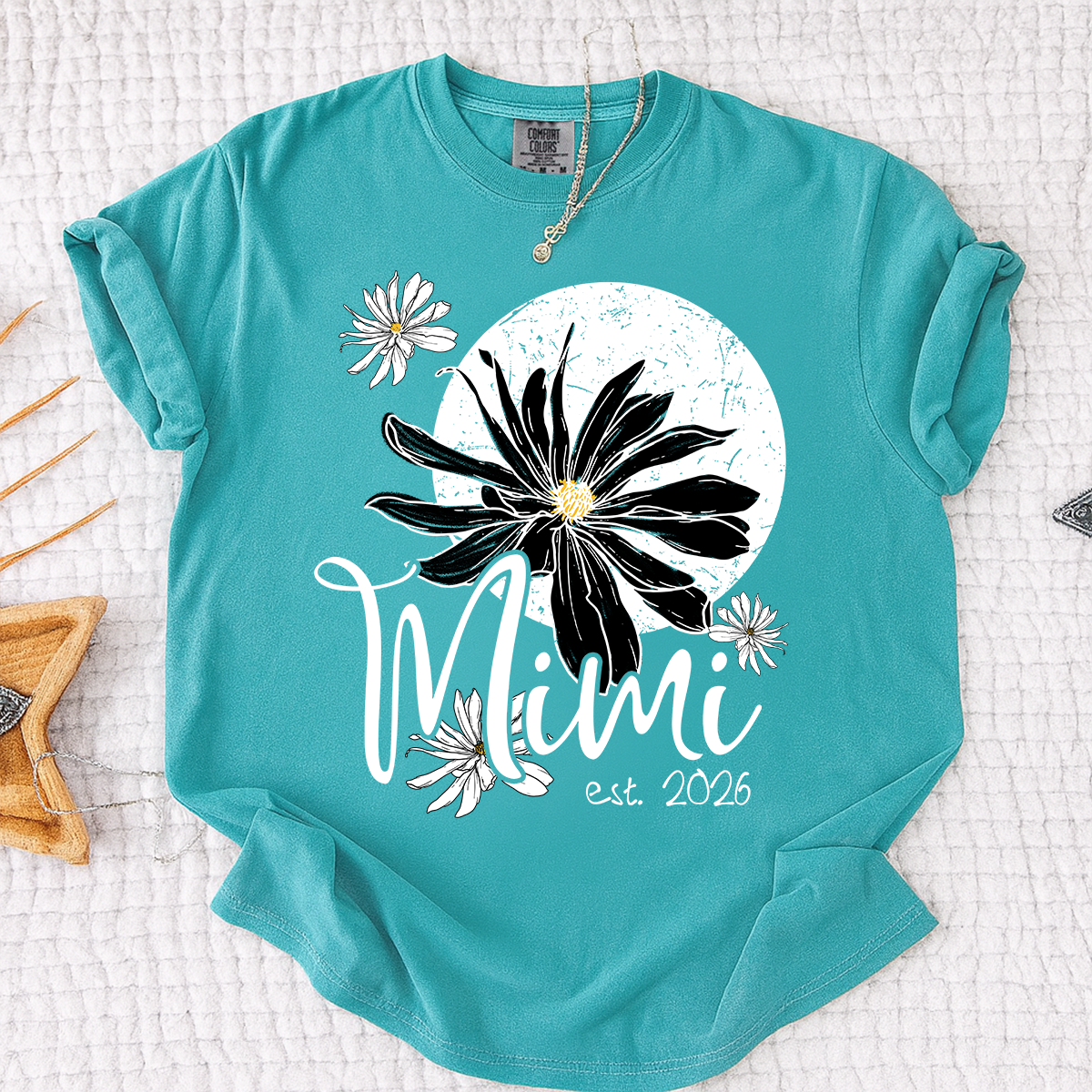 Comfort Colors® Mimi Shirt with Daisy Flower Design, Custom EST, Perfect Gift for Grandmother