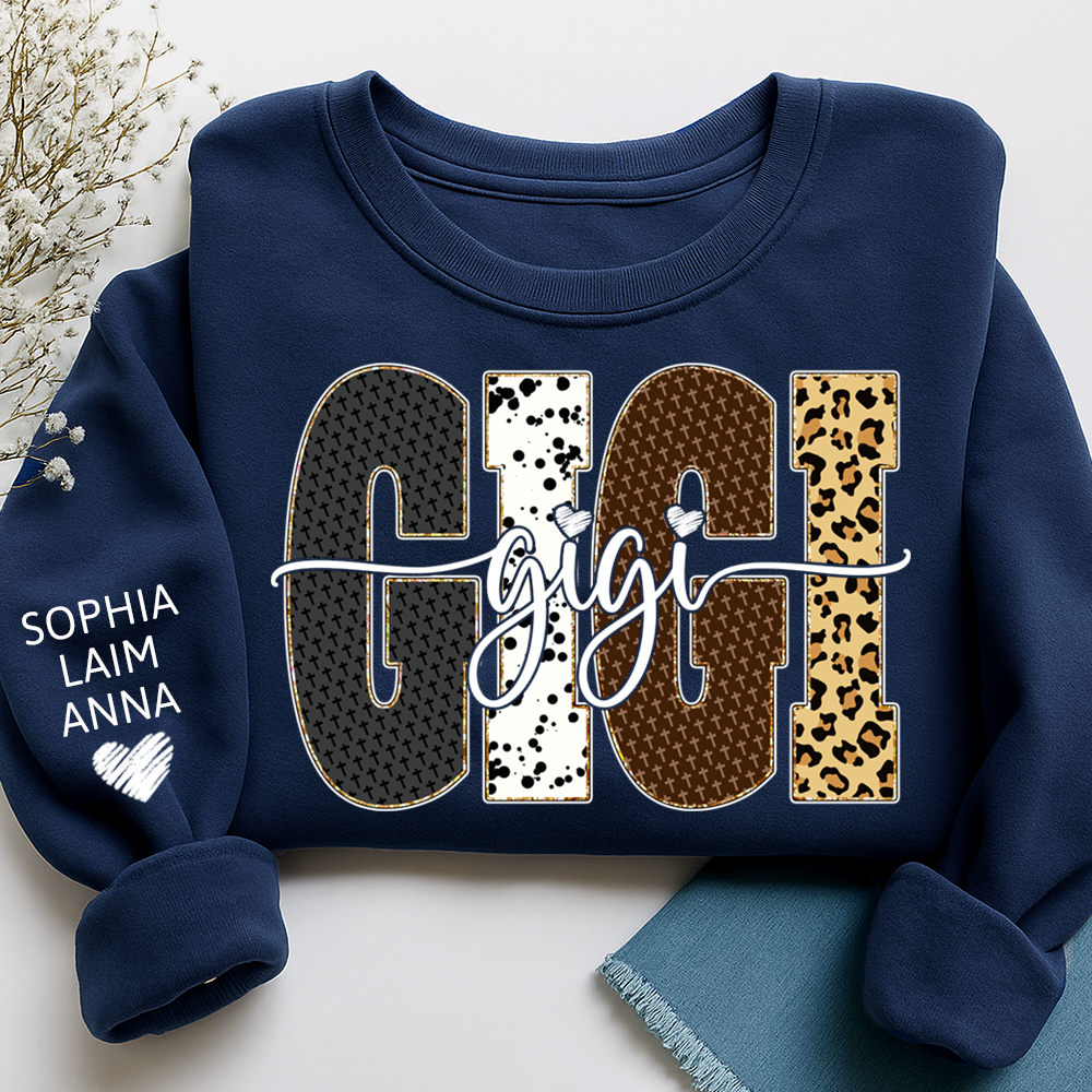 Bible Art & Lettering, Personalized Gigi Sweatshirt – Custom Grandchild Name on Sleeve