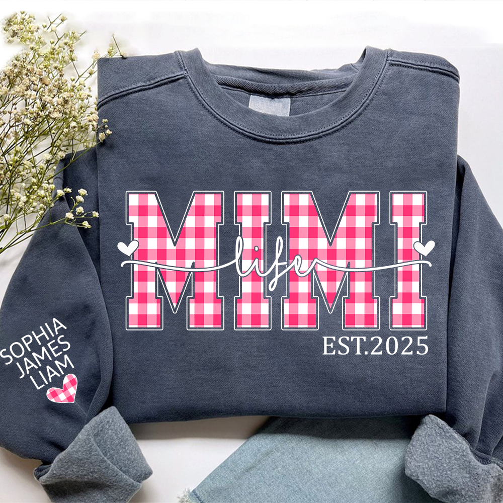 Personalized Mimi Life Sweatshirt EST 2025, Custom Grandma Crewneck with Grandkids Names, Mimi Valentine Gift