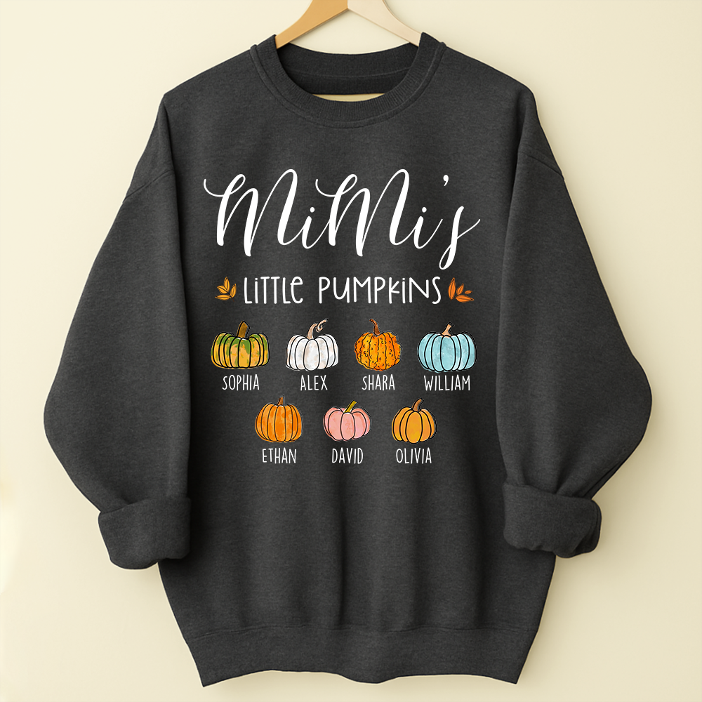 Personalized Mimi's Little Pumpkins Shirt, Custom Grandkids Names Fall Pumpkin Sweatshirt, Grandma Autumn Gift