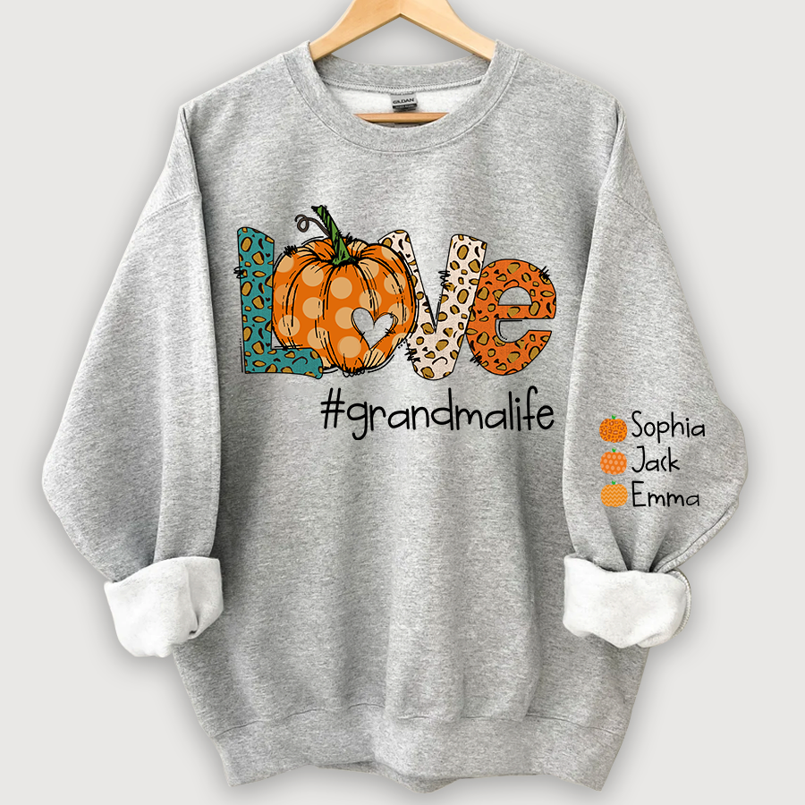 Love grandmalife Leopard ,Pumpkin Fall Personalized Autumn Sweatshirt