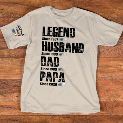Legend Husband Dad Papa Family Shirt, Unique Personalized Gift for Father and Grandfather