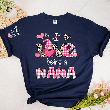 Personalized Nana Shirt I Love Being a Nana with Custom Names, Cute Grandma T Shirt Gift
