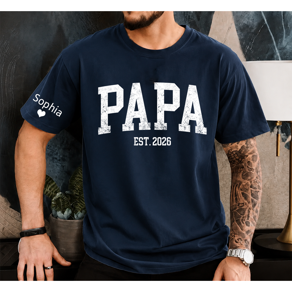 Papa T-Shirt – Personalized Name Custom Gift for Father Birthday Fathers Day