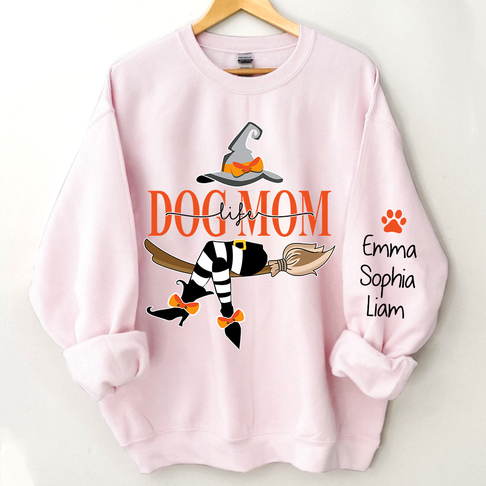 Dog Mom With Halloween Sweatshirt, Custom Mom & Kids Halloween, Gift For Mom TH