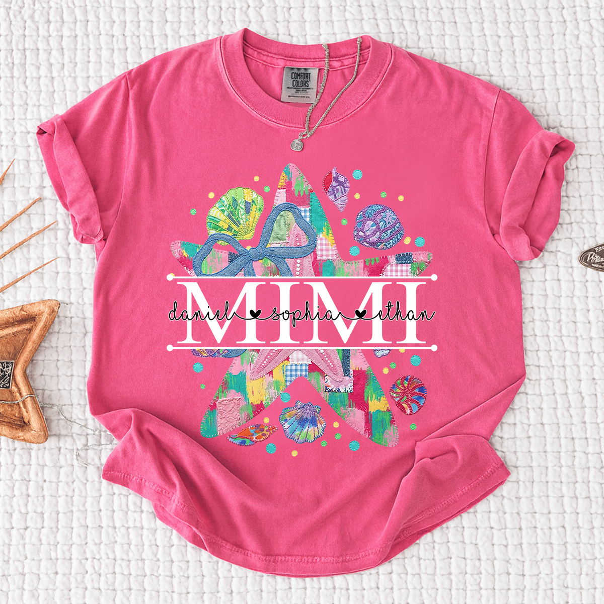 Comfort Colors® Custom Mimi Starfish Shirt, Colorful Beach Vacation Grandma Gift