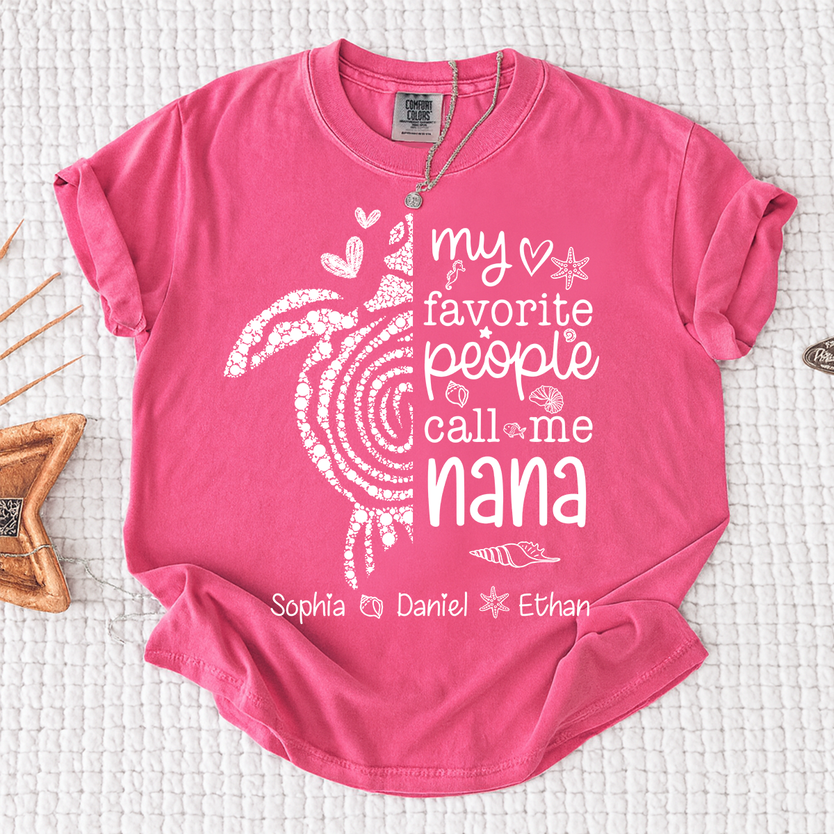Comfort Colors® Cute Grandma Turtle Shirt Personalized Nana with Kids Names Summer Tee