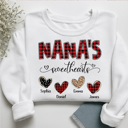 Nana’s Sweethearts Personalized Sweatshirt, Custom Grandma Sweatshirt With Grandchildren Names