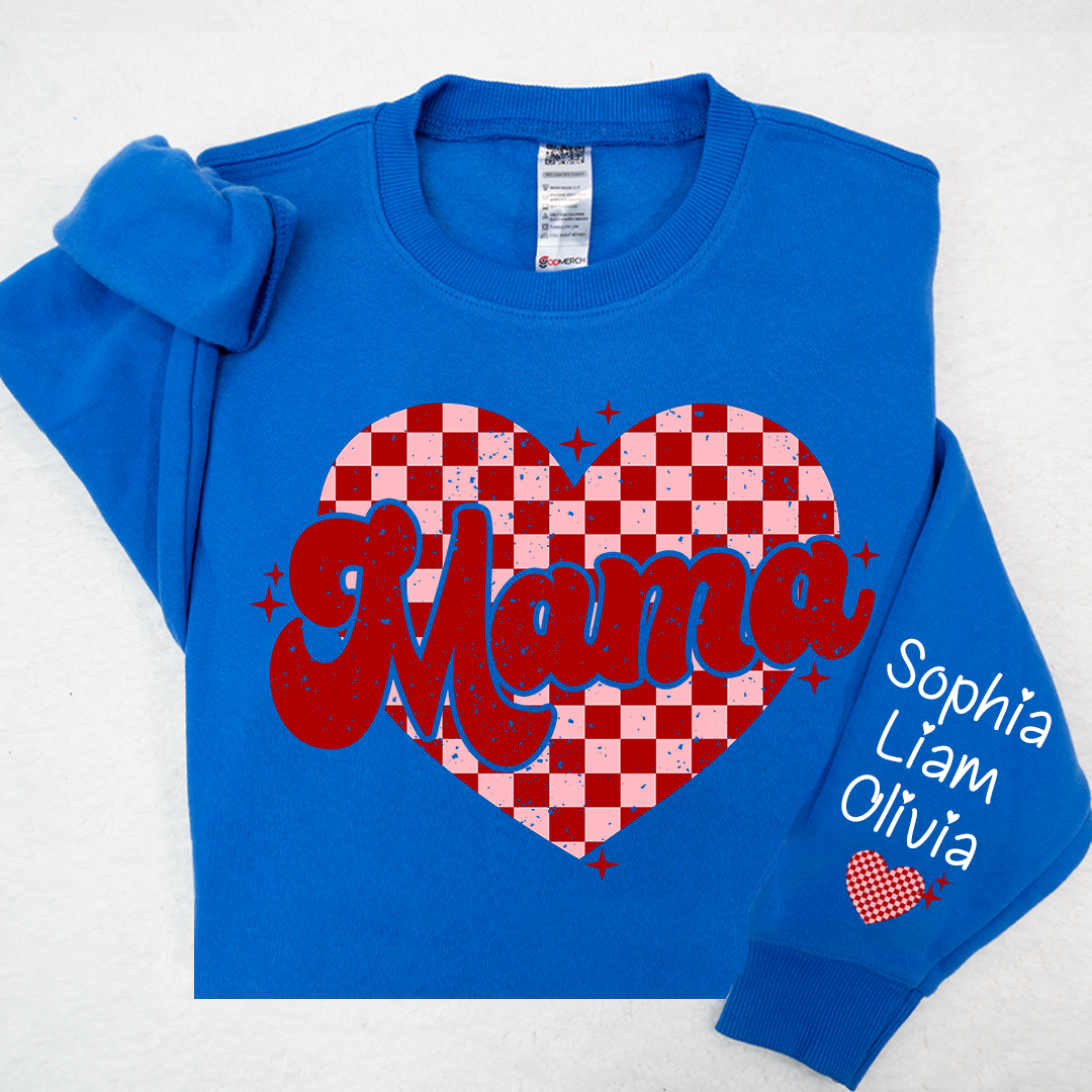 Valentines Day Mama Checkered Heart And Kids LTP01