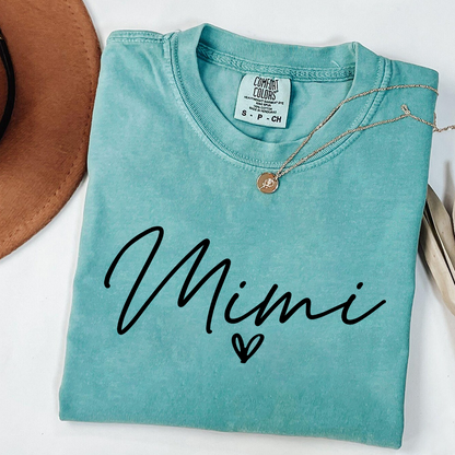 Personalized Women's Tee with Heart, For Gift Mimi And Kids Gift Idea
