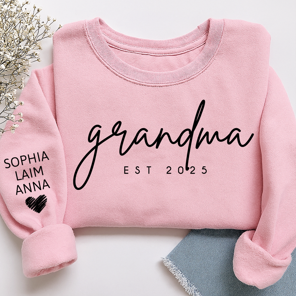 Personalized Grandma Est Sweatshirt, Gifts for Grandma, Custom Grandma and Grandchild Names