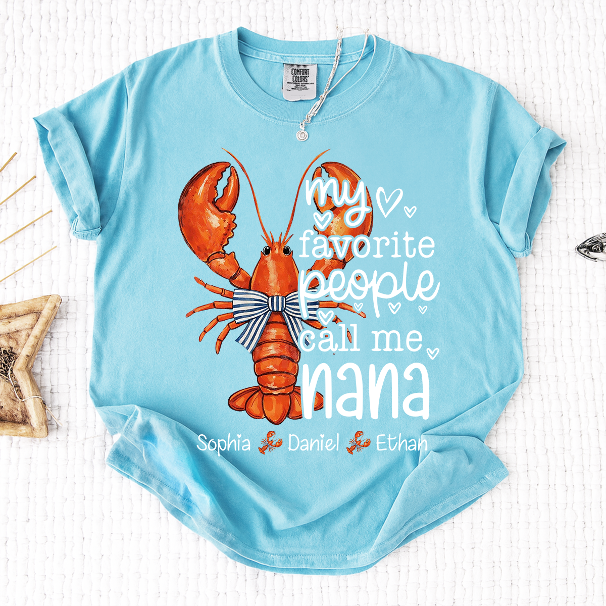 Comfort Colors® Personalized Nana Lobster Shirt, My Favorite People Call Me Nana Tee, Custom Grandkids Names T Shirt, Coastal Grandma Gift