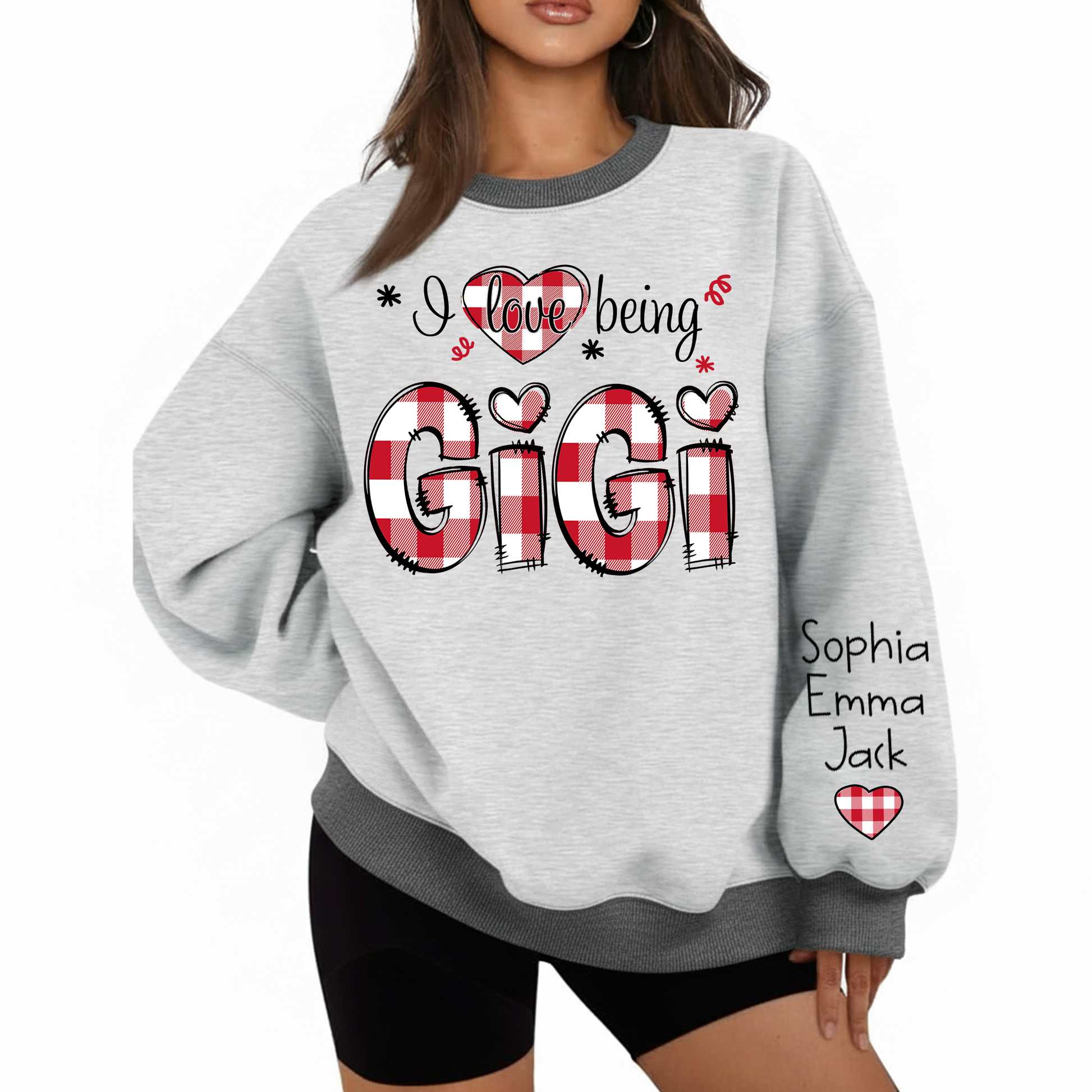 Custom 'I Love Being Gigi' Christmas & Valentine Gift for Grandmothers - Personalized Names - Cozy Holiday Shirt for Gigi Sweatshirt Mix
