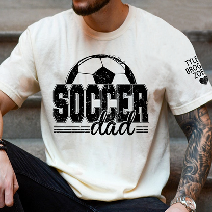 Personalized Soccer Dad T-Shirt, Soccer Papa with Names, Football Gift for Dad And Kids