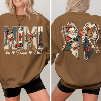 Mimi Holiday Sweatshirt, Personalized Christmas Outfit for Grandma And Kids