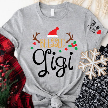 Blessed Gigi Christmas And Grandkids T-Shirt