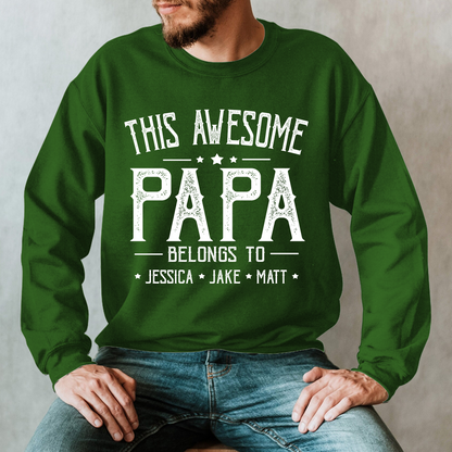 This Awesome Grandpa Belongs To Kids Longsleeve, Custom Papa With Kids Names Longsleeve, Gift For Longsleeve Father Men's