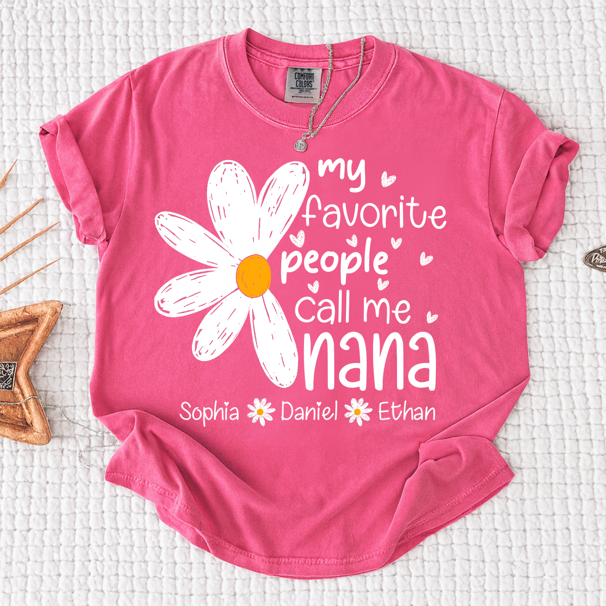 Comfort Colors® My Favorite People Call Me Nana Daisy T-shirt Grandma Gift with Kids' Names