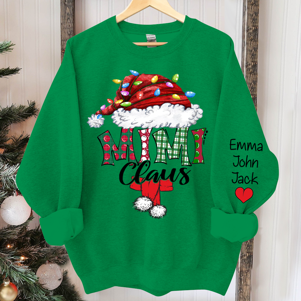 Personalized Mimi Claus Xmas Trend Sweatshirt, Custom Grandma and Grandkids Sweatshirt