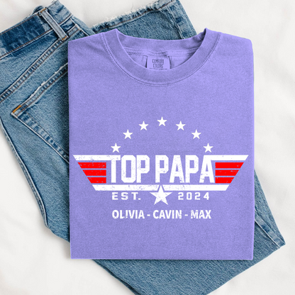 Comfort Colors® Custom Top Papa Est And Grandkids American 2025 T-Shirt