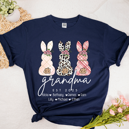 Grandma Easter Bunny Shirt Personalized with Names, Custom Family Bunny Tee