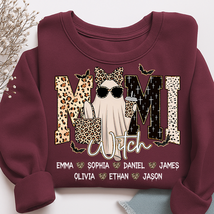 Custom Ghost Sweatshirt for Grandma, Halloween Witch Mimi Boo 2025
