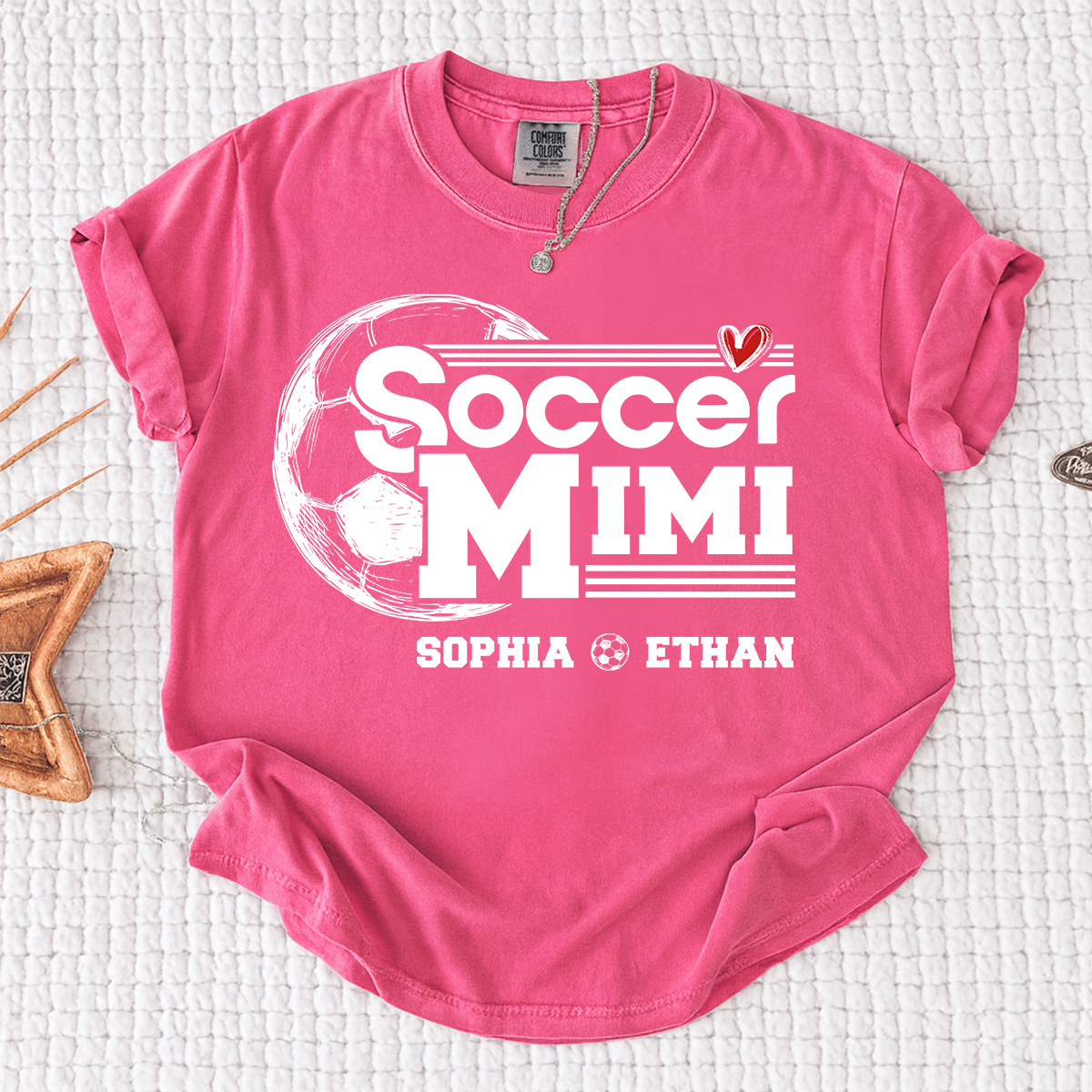 Comfort Colors® Soccer Mimi Shirt, Personalized Grandma Tee, Customize with Names