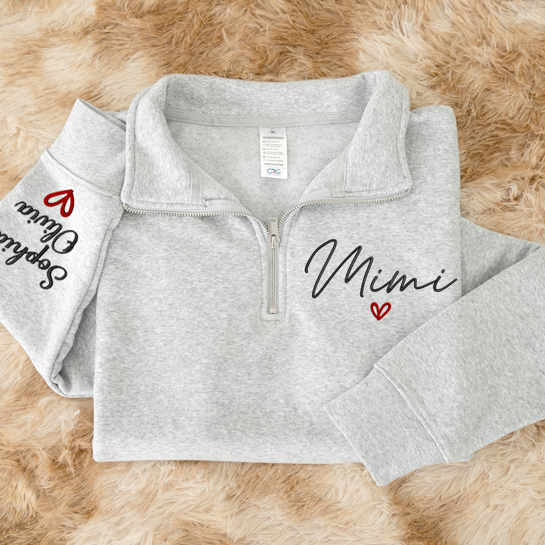 Personalized Hand Embroidered Mimi Sweater, Gift for Grandma and Grandchildren's Names
