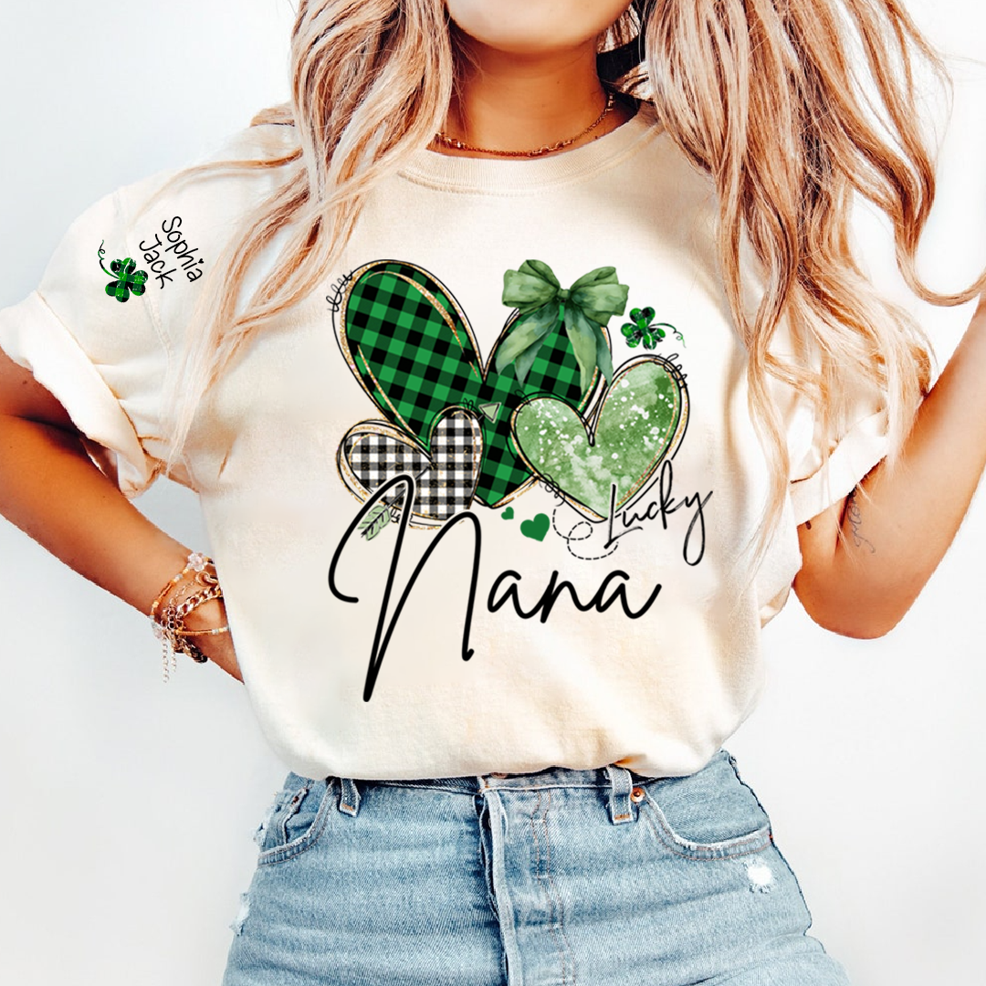 Lucky Nana Heart St Patrick’s Day T-Shirt, Gift For Grandma And Kids