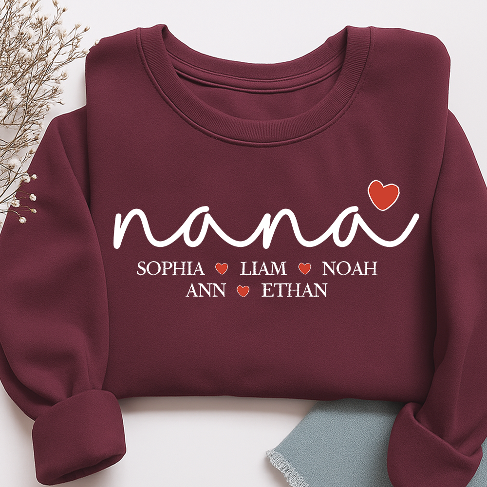 Custom Nana Heart Sweatshirt, Gift for Grandma And Kids