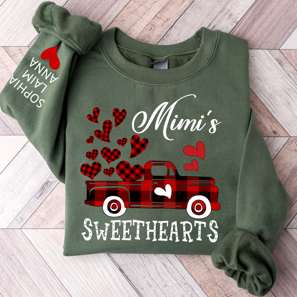 Custom Mimi Sweethearts Valentine sweatshirt, Heart And Car Valentine Gifts For Grandma And Grandchildren