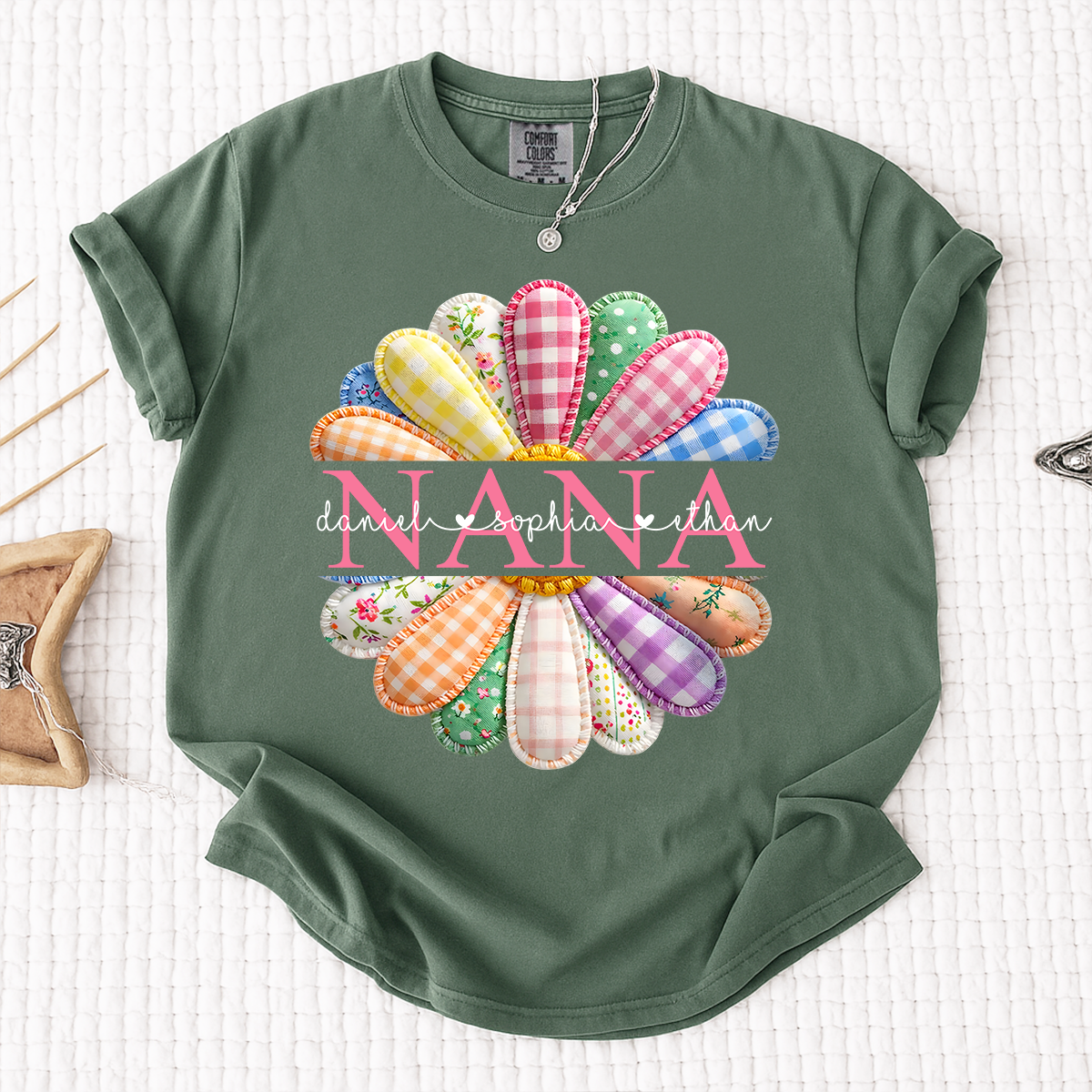 Comfort Colors MIMI Custom T Shirt, Personalized with Grandkids Names, Vibrant Floral Design for Mimi