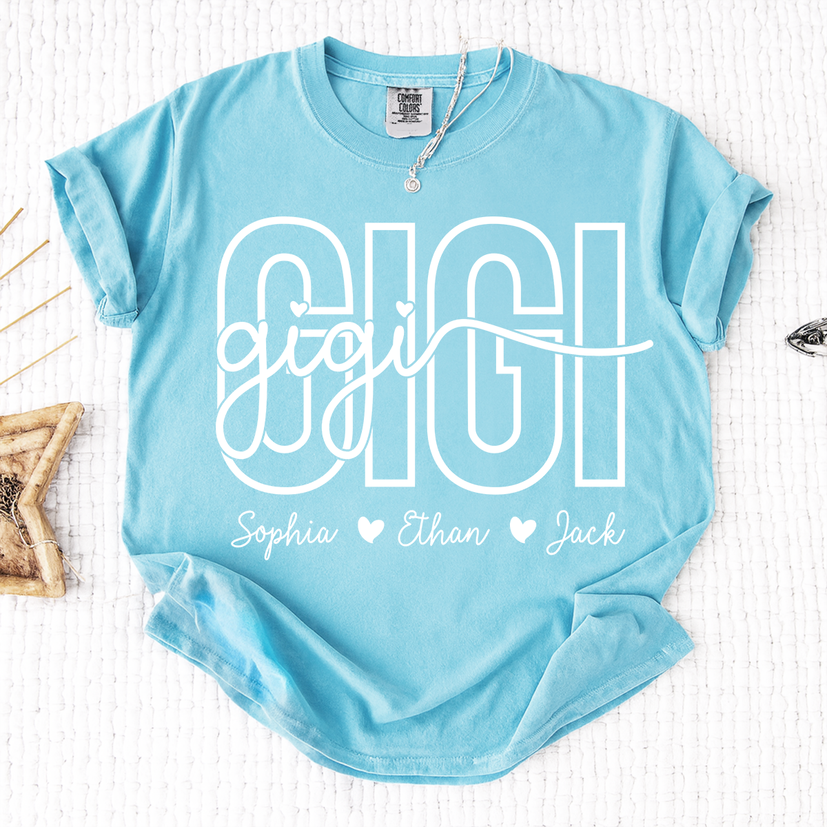 Comfort Colors® Custom Name Gigi Shirt for Women, Personalized Grandma Tee with Grandkids Names, Meaningful Family Gift for Gigi Lovers