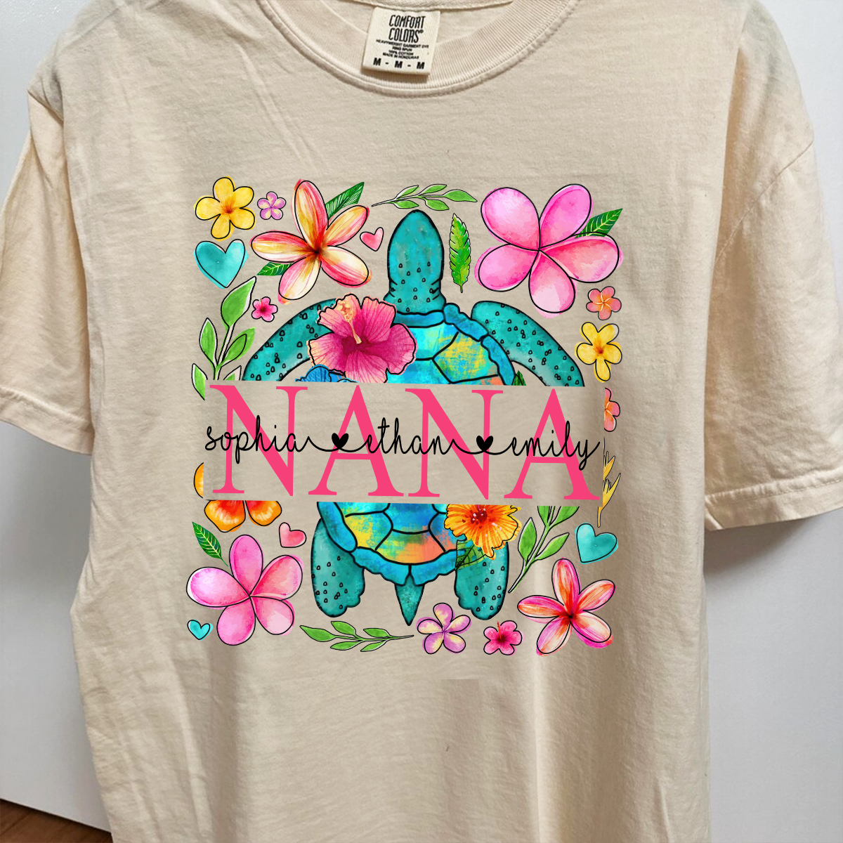 Comfort Colors® Nana Turtle Summer Flower And Grandkids 2025 Shirt