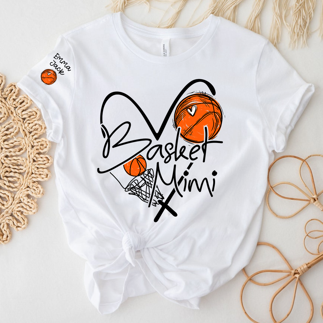 Basketball Mimi Shirt Personalized with Grandkids Names, For Gift Grandma