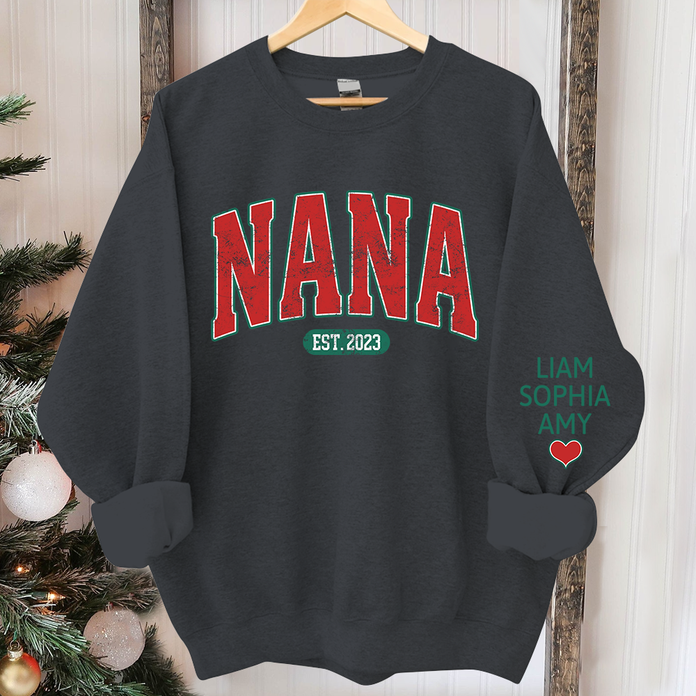 Personalized Nana Christmas With Grandkids Sweatshirt