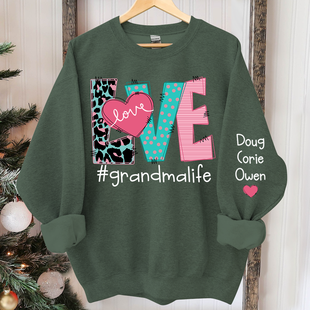 Personalized Love Grandma Life Trend Sweatshirt, Custom Grandma and Grandkids Sweatshirt
