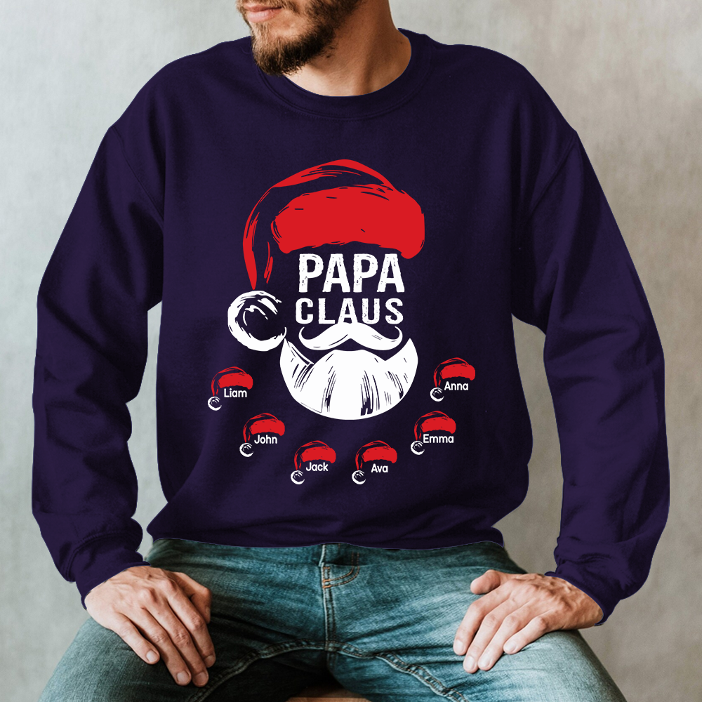 Custom Papa Claus Christmas, Gift For Papa And Kids Sweatshirt