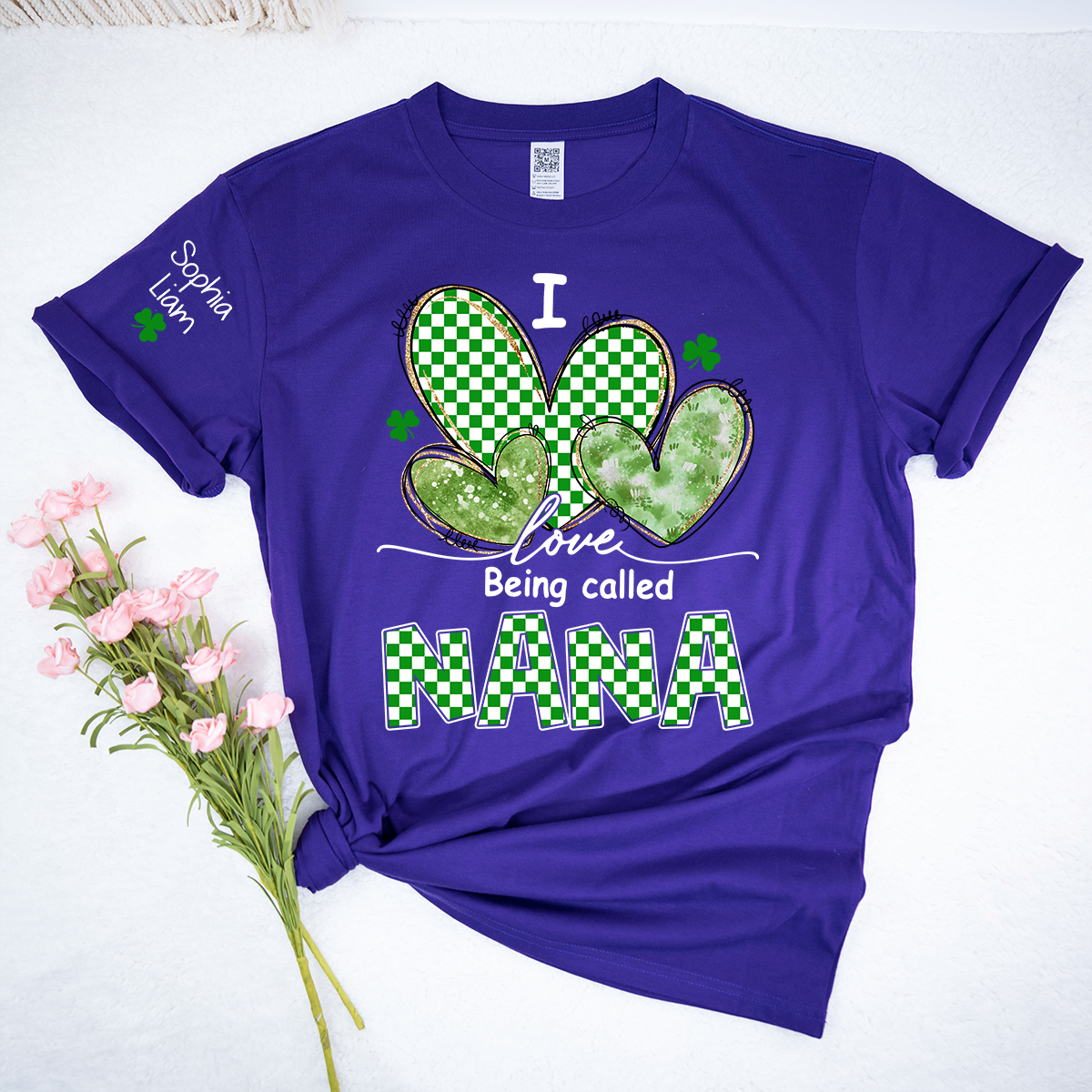 I Love Being Called Nana Shamrock Shirt, St Patricks Day Grandma T Shirt with Green Hearts, Cute Nana Gift for Spring Holiday