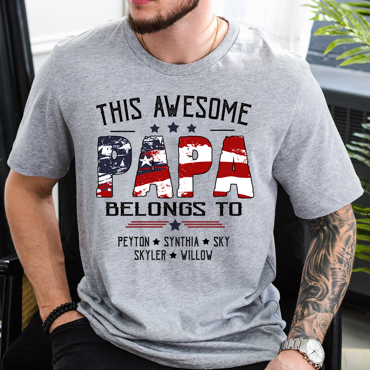 Personalized This Awesome PAPA Belongs To T Shirt, Custom Family Name Shirt, Perfect Gift for Father’s Day