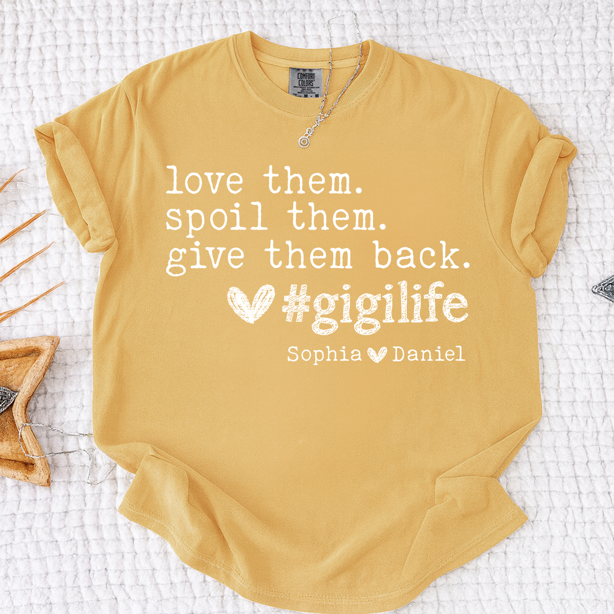 Comfort Colors Gigi Life Shirt Love Them Spoil Them Give Them Back, Personalized Gigi T Shirt with Kids Names, Funny Grandma Gift