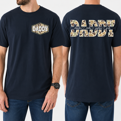 Daddy Camo Personalized T-Shirt – Custom Names Gift for Dad Daddy Papa
