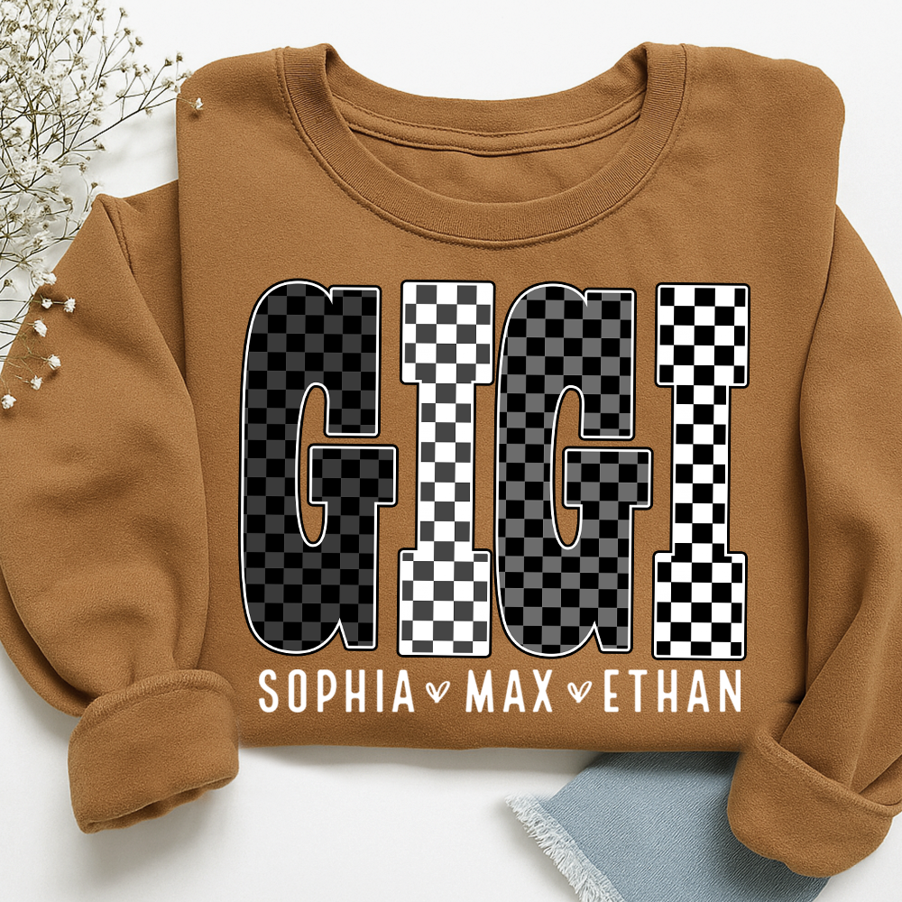 Black White Design, Custom Gift For Gigi And Her Grandchildren