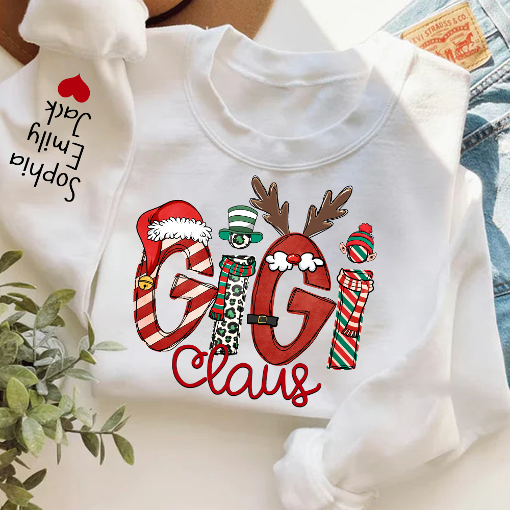 Custom Christmas Gigi Claus Sweatshirt, Gift For Gigi Claus And Kids 2025