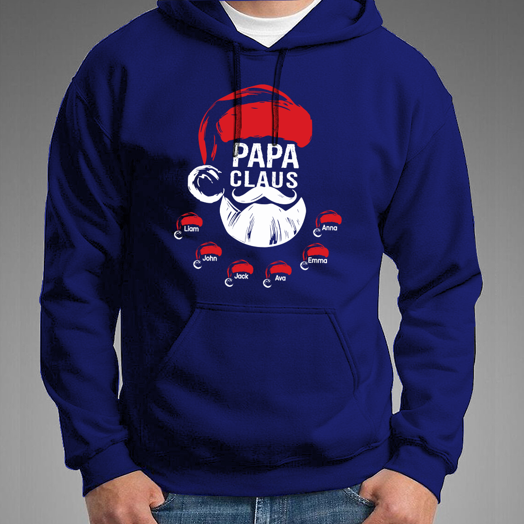 Custom Papa Claus Christmas, Gift For Papa And Kids Hoodie